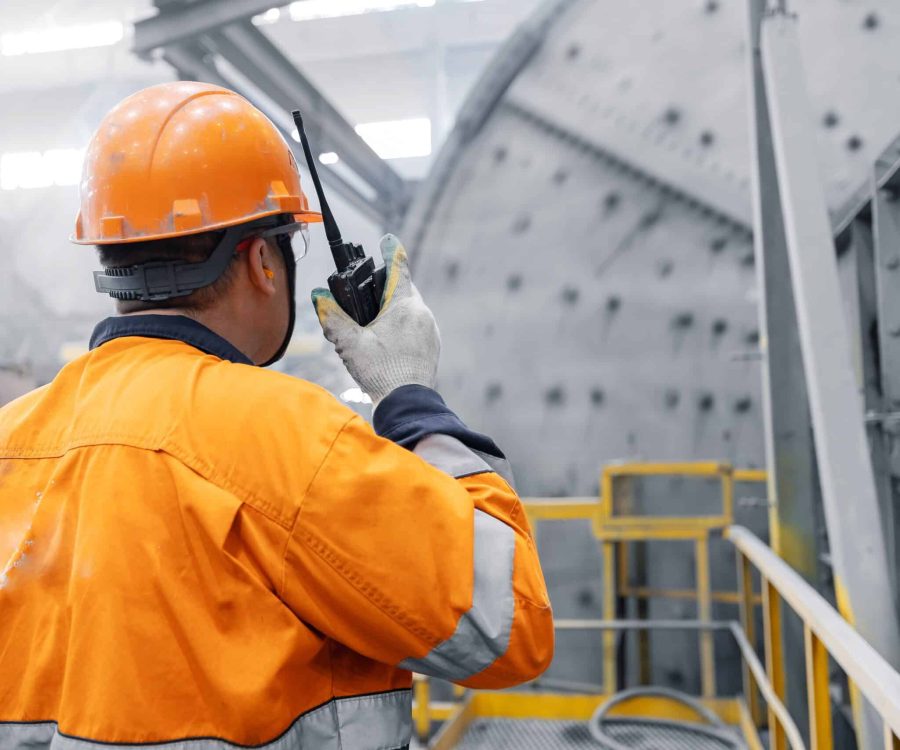 Professional,Engineer,Worker,Working,Industrial,Ball,Mill,Grinds,Ore,At